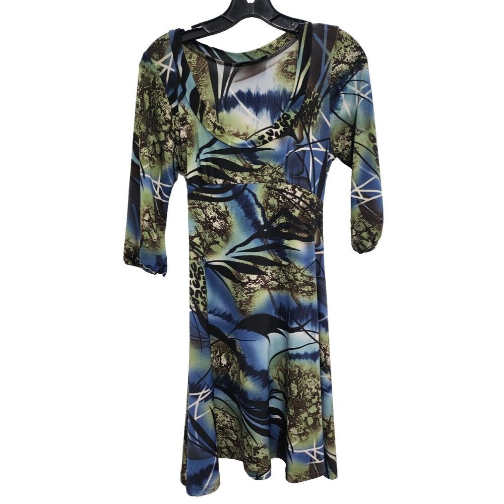 Vintage Hypnotik Womens Babydoll Dress Size Small Green‎ Blue Floral Artsy Y2K